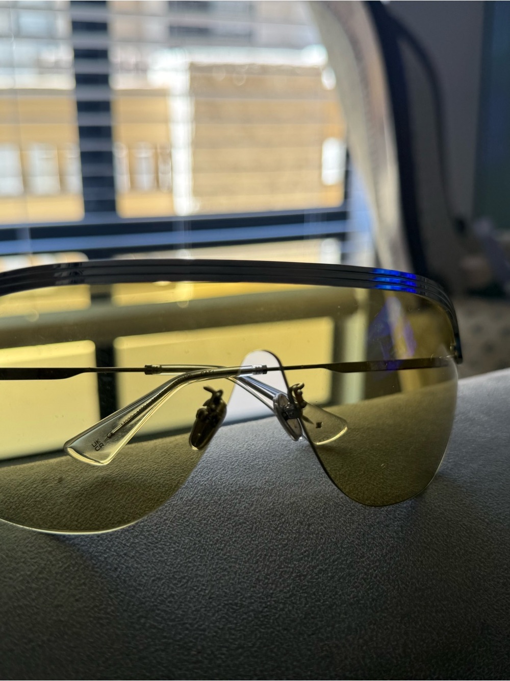 Men's Shield Sunglasses with Yellow Lenses — Minimal Metal Frame